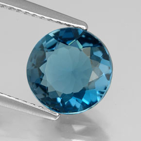 Topázio azul natural 2,59ct, corte redondo, VVS