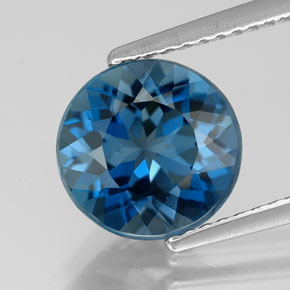 Topázio azul natural 2,93ct, corte redondo, VVS