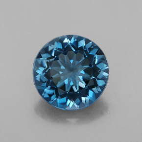 Topázio azul natural 3,21ct, corte redondo, VS