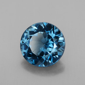 Topázio azul natural 3,21ct, corte redondo, VS