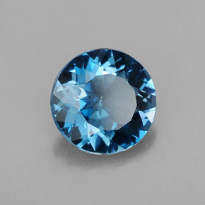 Topázio azul natural 2,46ct, corte redondo, VS