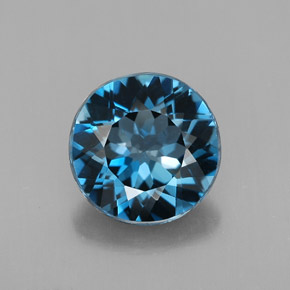 Topázio azul natural 2,87ct, corte redondo, VS