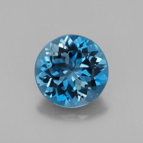 Topázio azul natural 2,87ct, corte redondo, VVS-VS