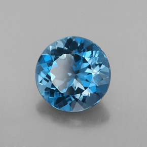 Topázio azul natural 2,87ct, corte redondo, VVS-VS