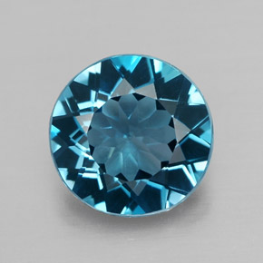 Topázio azul natural 2,54ct, corte redondo, VVS-VS