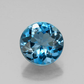 Topázio azul natural 3,05ct, corte redondo, VS