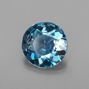Topázio azul natural 2,20ct, corte redondo, VVS-VS