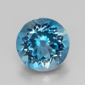 Topázio azul natural 3,39ct, corte redondo, VVS
