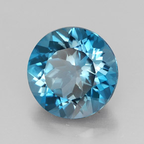 Topázio azul natural 3,39ct, corte redondo, VVS