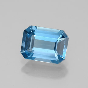 Topázio azul natural 1,60ct, corte esmeralda, VVS