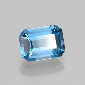 Topázio azul natural 1,60ct, corte esmeralda, VVS
