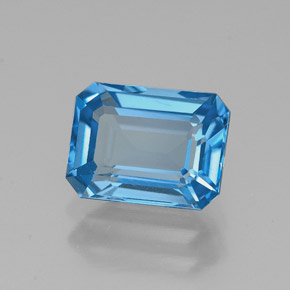 Topázio azul natural 1,97ct, corte esmeralda, VVS