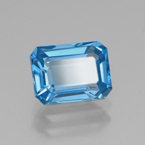Topázio azul natural 1,97ct, corte esmeralda, VVS