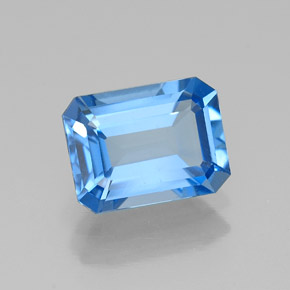 Topázio azul natural 1,93ct, corte esmeralda, VVS