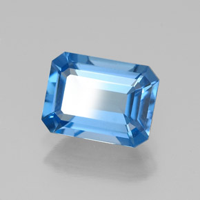 Topázio azul natural 1,93ct, corte esmeralda, VVS