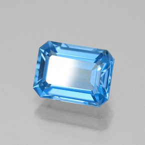 Topázio azul natural 1,89ct, corte esmeralda, VVS