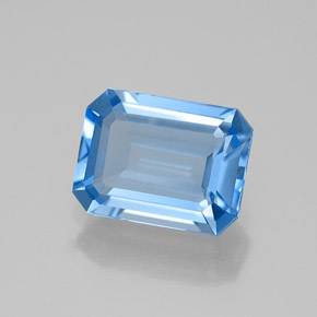 Topázio azul natural 1,80ct, corte esmeralda, VVS