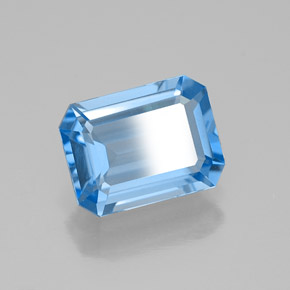 Topázio azul natural 1,80ct, corte esmeralda, VVS