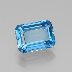 Topázio azul natural 1,91ct, corte esmeralda, VVS
