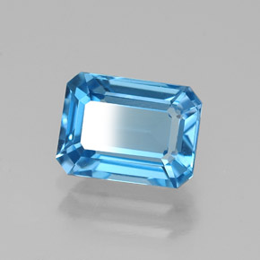Topázio azul natural 1,91ct, corte esmeralda, VVS