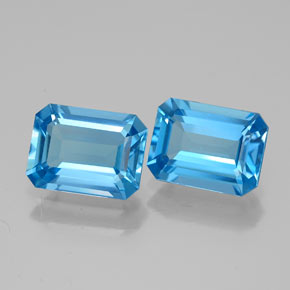Pedras preciosas de topázio azul natural de  ct, corte esmeralda, VVS