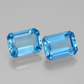 Pedras preciosas de topázio azul natural de  ct, corte esmeralda, VVS