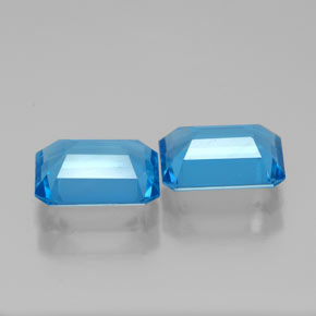Pedras preciosas de topázio azul natural de  ct, corte esmeralda, VVS