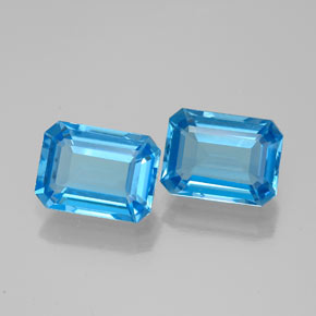 Pedras preciosas de topázio azul natural de  ct, corte esmeralda, VVS