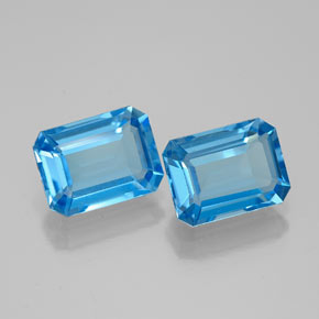 Pedras preciosas de topázio azul natural de  ct, corte esmeralda, VVS
