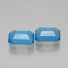 Pedras preciosas de topázio azul natural de  ct, corte esmeralda, VVS