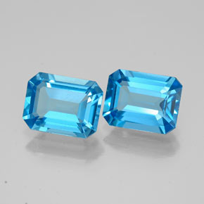 Pedras preciosas de topázio azul natural de  ct, corte esmeralda, VVS