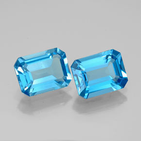 Pedras preciosas de topázio azul natural de  ct, corte esmeralda, VVS