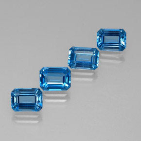 Pedras preciosas de topázio azul natural de  ct, corte esmeralda, VVS