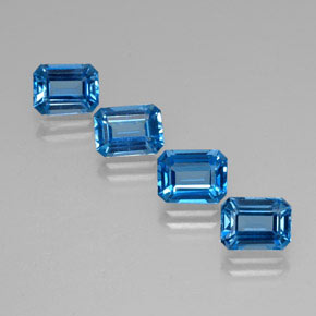 Pedras preciosas de topázio azul natural de  ct, corte esmeralda, VVS