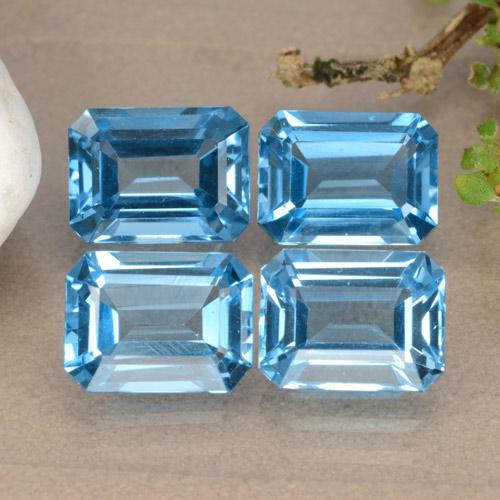 Pedras preciosas de topázio azul natural de 7,47 ct, corte esmeralda, VVS