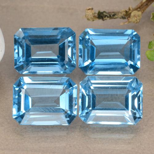 Pedras preciosas de topázio azul natural de 7,47 ct, corte esmeralda, VVS
