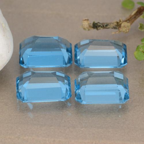 Pedras preciosas de topázio azul natural de 7,47 ct, corte esmeralda, VVS
