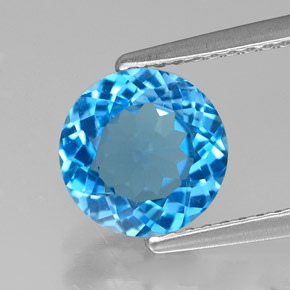Topázio azul natural 1,98ct, corte redondo, VVS
