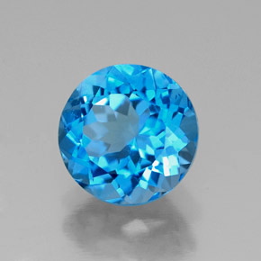 Topázio azul natural 2,28ct, corte redondo, VS