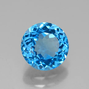 Topázio azul natural 2,34ct, corte redondo, VS
