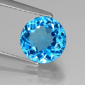 Topázio azul natural 2,33ct, corte redondo, VVS