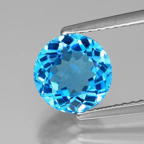 Topázio azul natural 2,33ct, corte redondo, VVS