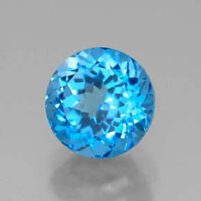 Topázio azul natural 2,73ct, corte redondo, VVS