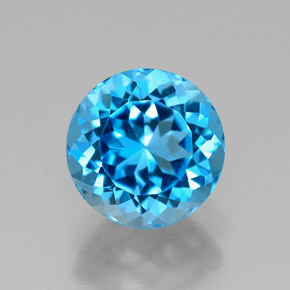 Topázio azul natural 2,49ct, corte redondo, VVS