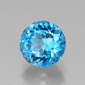 Topázio azul natural 2,49ct, corte redondo, VVS