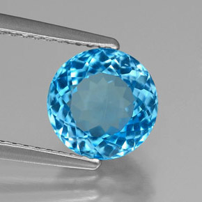 Topázio azul natural 2,52ct, corte redondo, VVS-VS