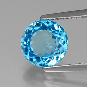 Topázio azul natural 2,52ct, corte redondo, VVS-VS