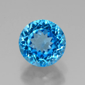Topázio azul natural 2,66ct, corte redondo, VVS-VS