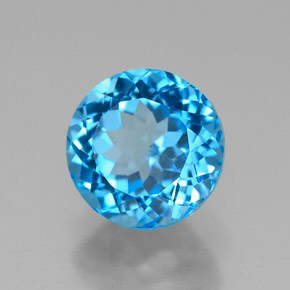 Topázio azul natural 2,66ct, corte redondo, VVS-VS
