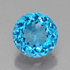 Topázio azul natural 2,36ct, corte redondo, VVS